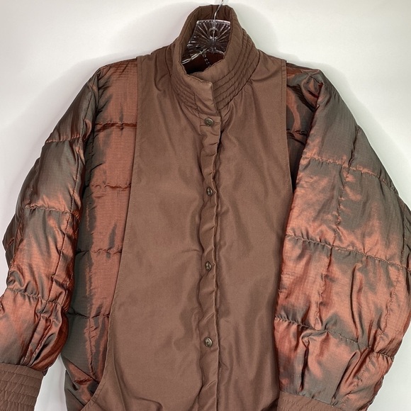 Vintage Bill Blass Metallic Burgundy Down Button Front Jacket Size 6 80s - Picture 2 of 11